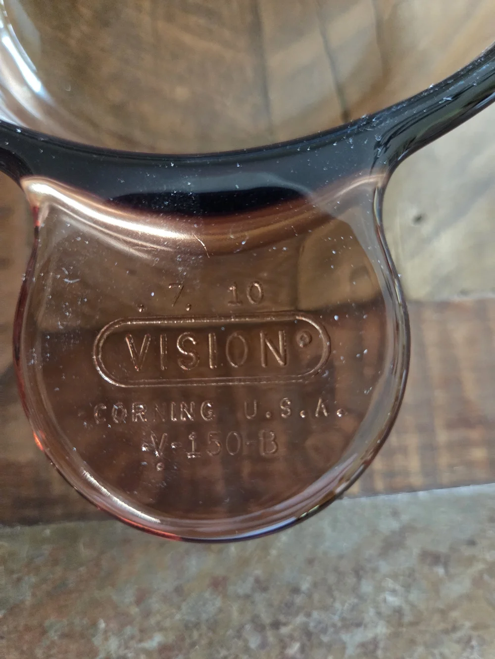Vintage Corning Vision Amber Glass Bowl V-150-B USA 5.5” Handled Dish